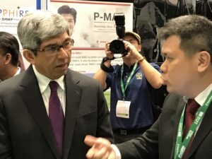 A vibrant event hall filled with booths, workshops, and networking areas at SME ICC & SME EXPO 2017, where small and medium enterprises explore business growth and innovation.