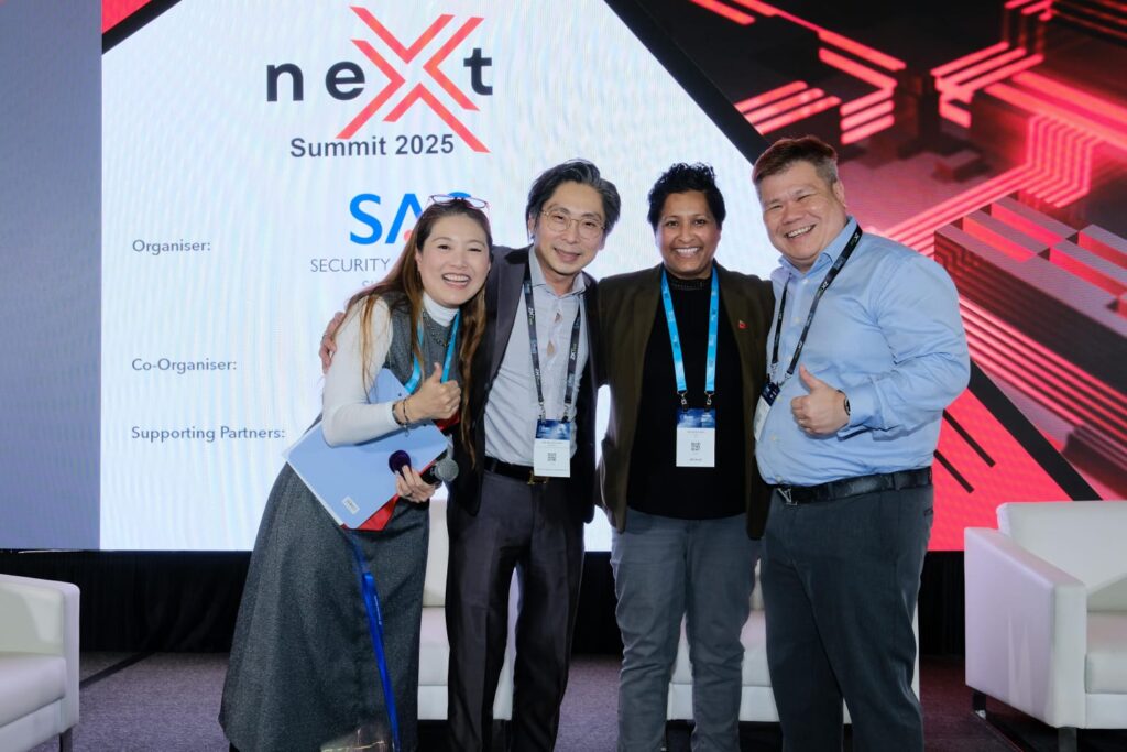 SAS neXt Summit 2025 featuring security leaders and technology experts discussing AI and the future of security in Singapore.