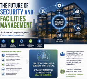 Connected security and facilities management integrating visitor management, building security, facility operations, energy monitoring and real-time intelligence
